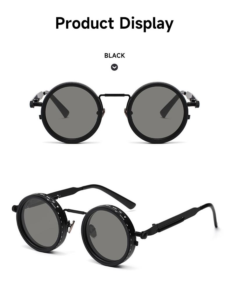 Polarized Round Sunglasses for Men Women, Retro Punk Style UV400 Protection Shades, Clear Vision Eyewear for Fishing Outdoor Activities