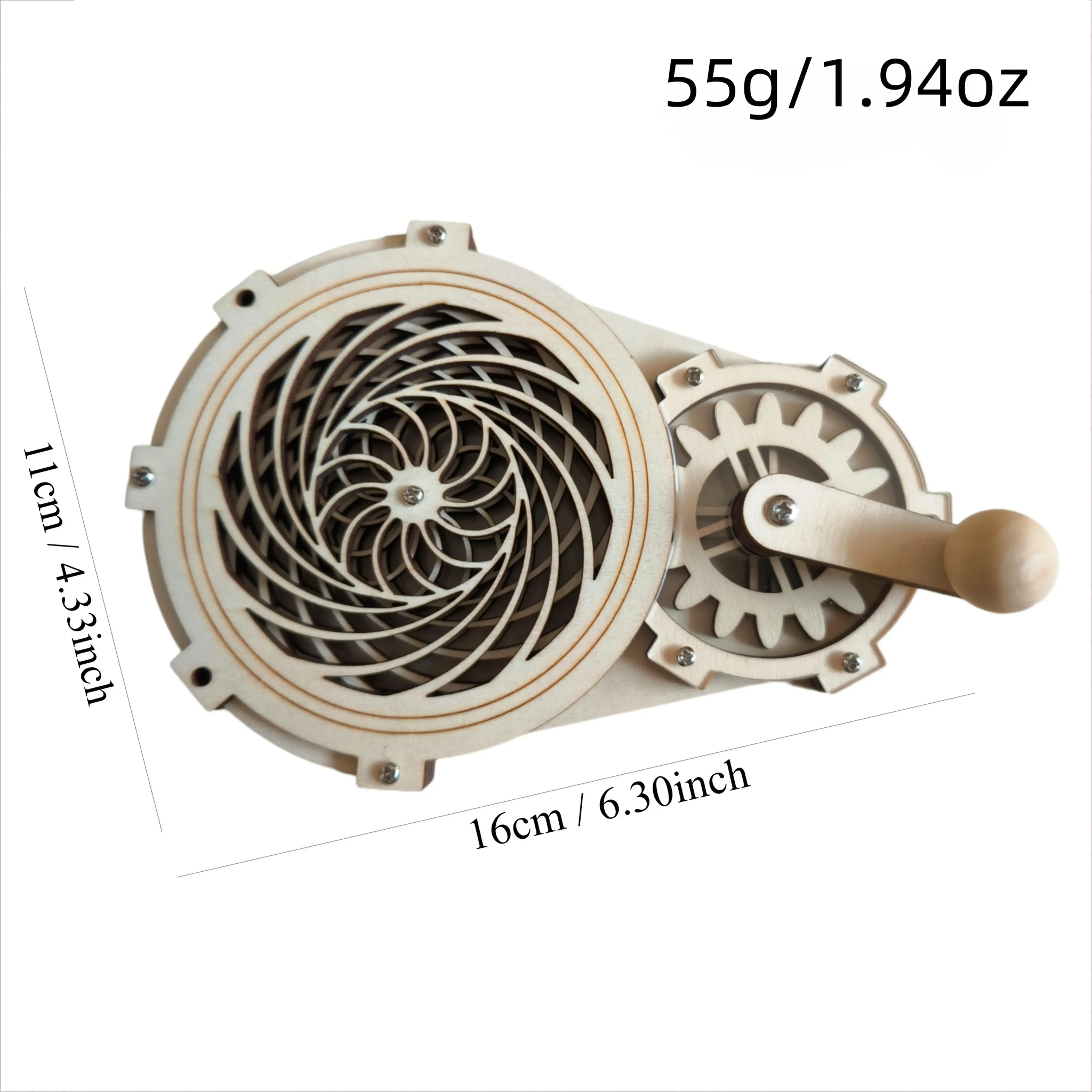 1pc Unisex Steampunk Wooden Decompression Gear Toy with Handle, Meshed Gears, Lasercut Art Model, Hand Spinner, Desk Toy for Above 12, Decorative Home Wall Accent