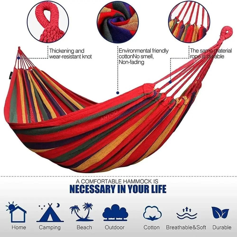 Portable Camping Hammock with Tree Straps & Travel Bag, 450lbs Capacity, Ideal for Backyard Patio Indoor Outdoor Use, Portable Hammocks