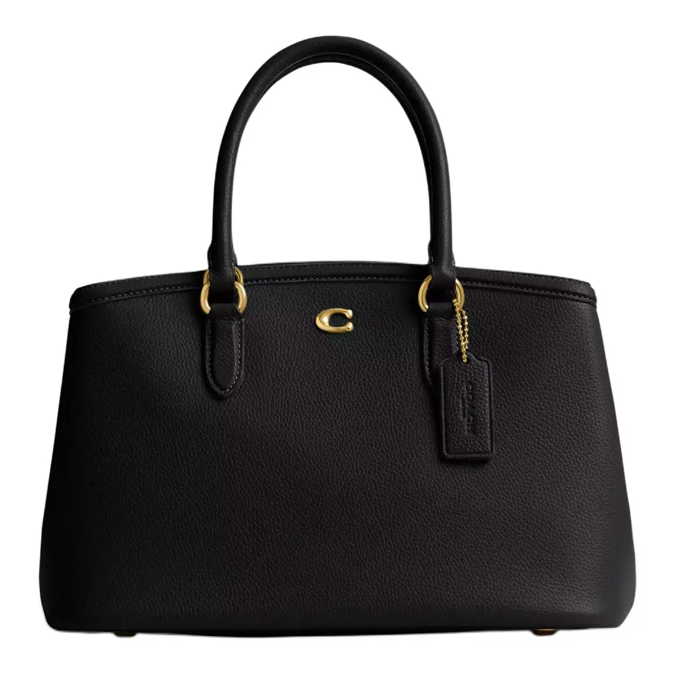 COACH Legacy 28 Tote Bag for Women – Polished Pebbled Leather with Metal Logo and Magnetic Snap, Gold-Tone Hardware on Black
