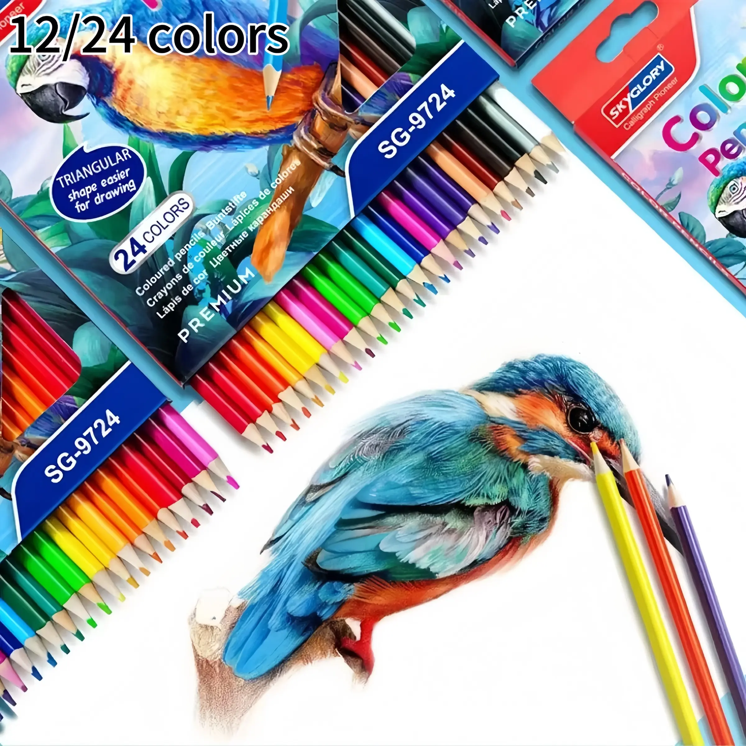 12/24 Color Oil-Based Colored Pencils Set, Hexagonal Thick Core Drawing Pencils, Professional Art Supplies, School Stationery, Eco-Friendly