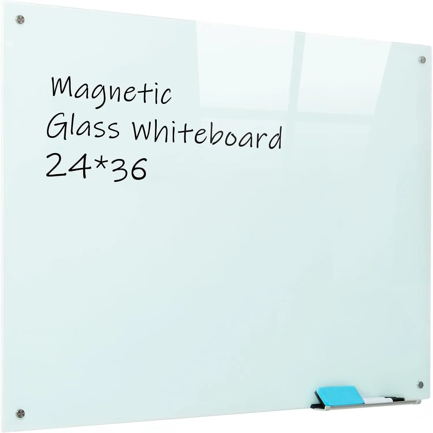 Glass Whiteboard, 24"x36"Frameless Dry Erase Board White Board Surface Wall Mounted for Office, Classroom &