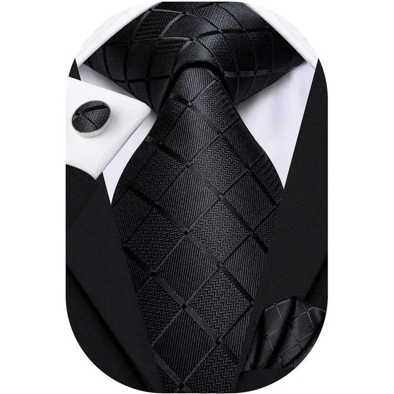 Men's 3-Piece Necktie Set - Classic Paisley Silk Tie, Handkerchief, Cufflinks, Comfortable Fabric, All Seasons, Classic and Versatile Design, Easy to Match with Shirts and Suits, for Business, Formal Weddings, Party