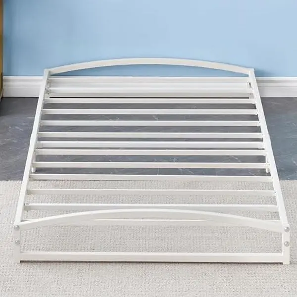 GARVEELow Profile Twin Bed Frame, 6 Inch Heavy Duty Metal Twin Size Platform Bedframe, Mattress Foundation with Steel Slat Support, No Box Spring Needed, Easy Assembly, Noise Free, White