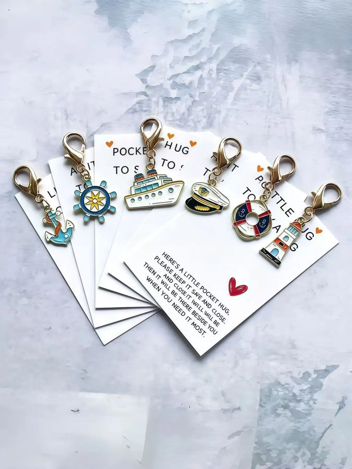 6pcs Cute Nautical Theme Keychains, Perfect Gift for Nautical Enthusiasts, Ideal for Graduation, Birthday, Wedding, Travel Gifts