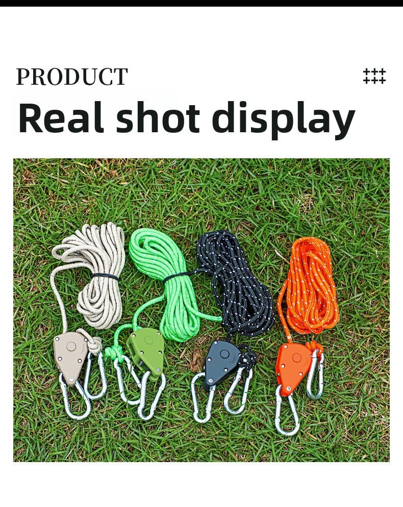 Outdoor camping tent windproof rope pulley adjuster