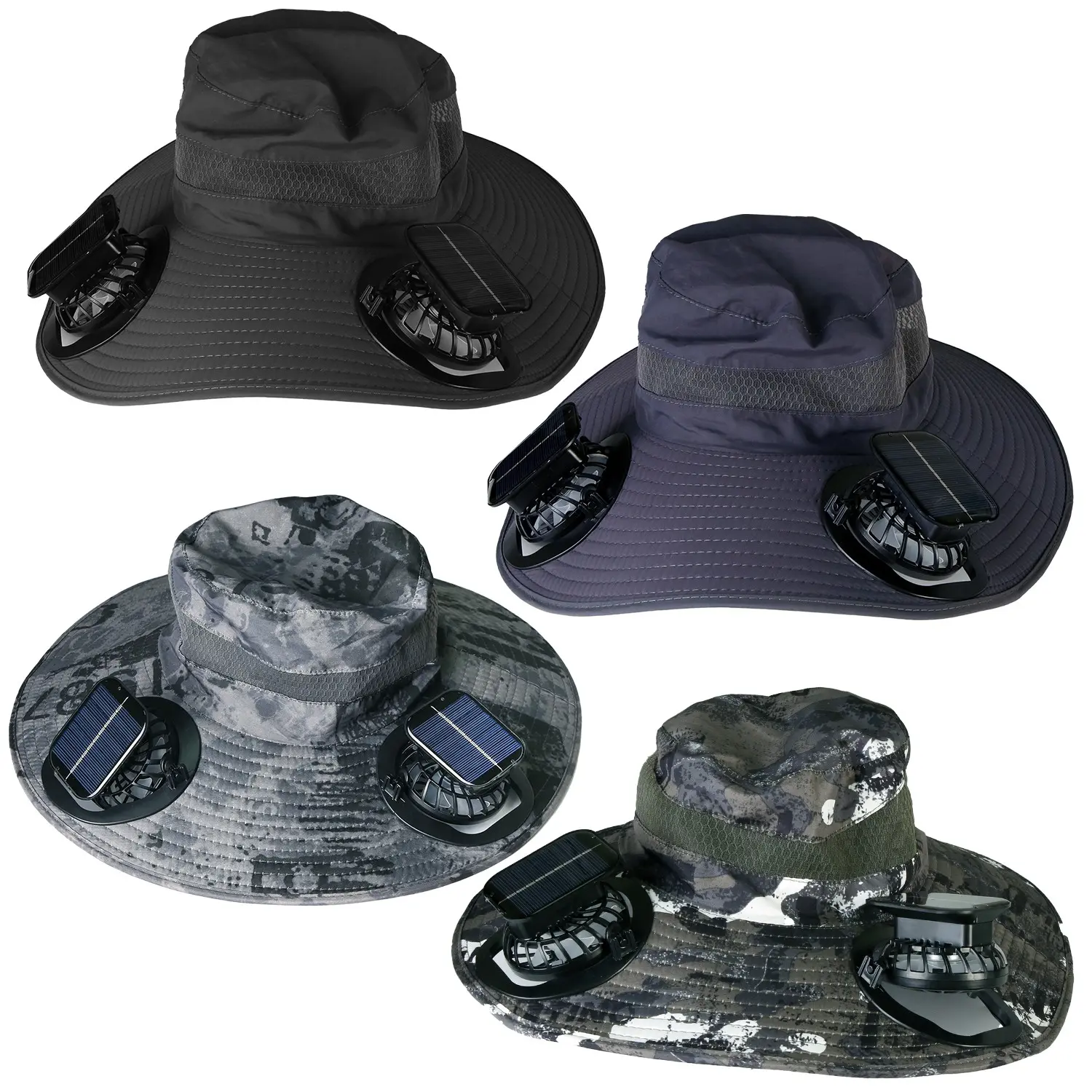 Unisex Cooling Fan Sports Hat - 1Pc Multifunctional Solar Hat with 3-Speed Rechargeable Solar Fans, UPF50 Rated, Breathable Waterproof Nylon Mesh for Hiking, Camping, Cooling Fan Hat