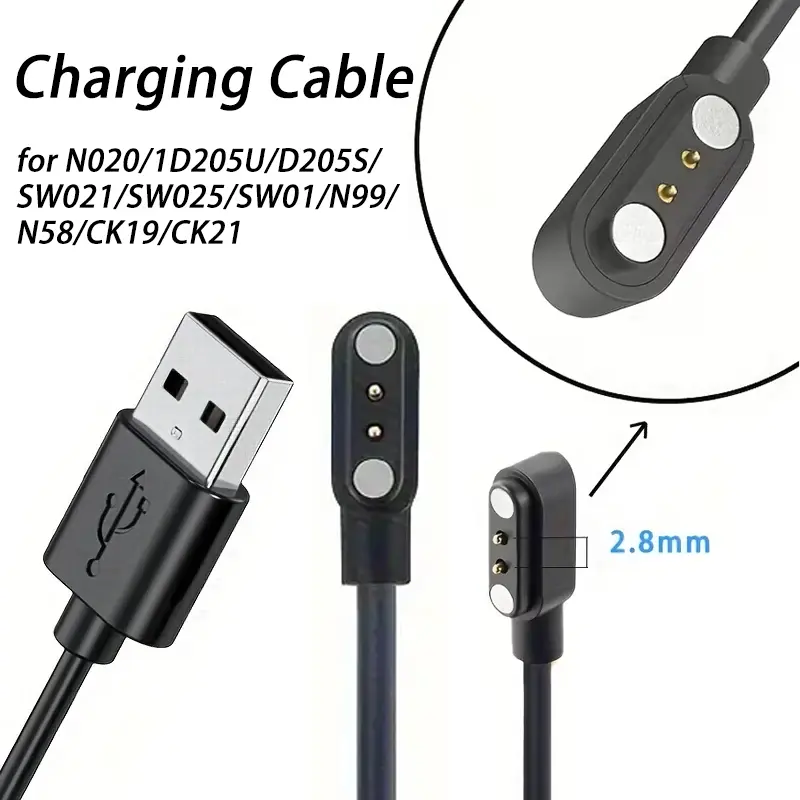 Smartwatch Charger Cable for IP68, Id205l, Sw021, 1m Magnetic, Compatible with Multiple Models, Durable Design, Ideal Gift for Tech Enthusiasts, Wearable Tech Accessories