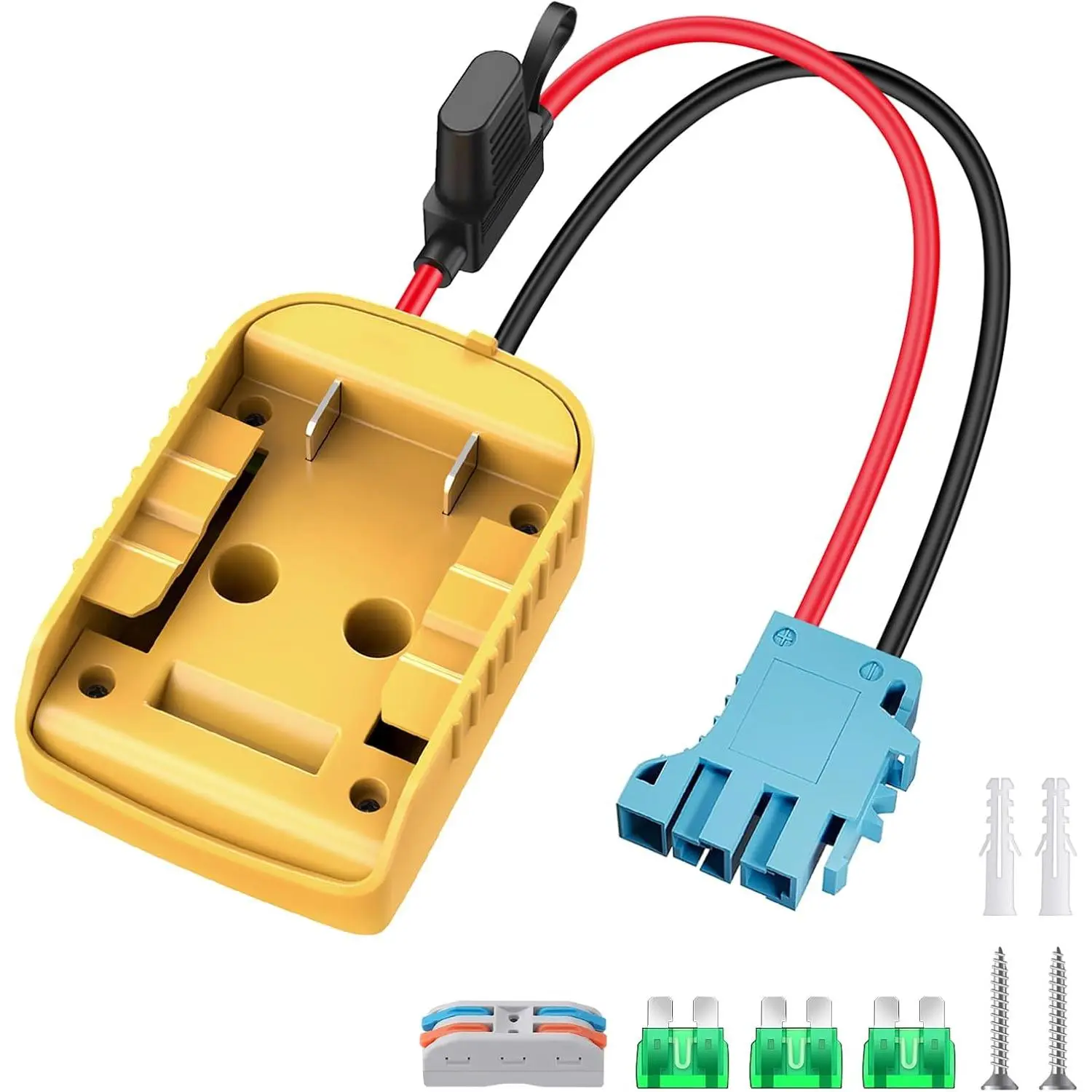 20V Wheel Battery Adapter Converter with 12AWG Wire Harness Connector, ON/OFF Switch, ABS Plastic, Safety Design for DCB Series Power Tools, Peg-Perego Children's Riding Toys (Power Batteries Compatible), Diy Projects