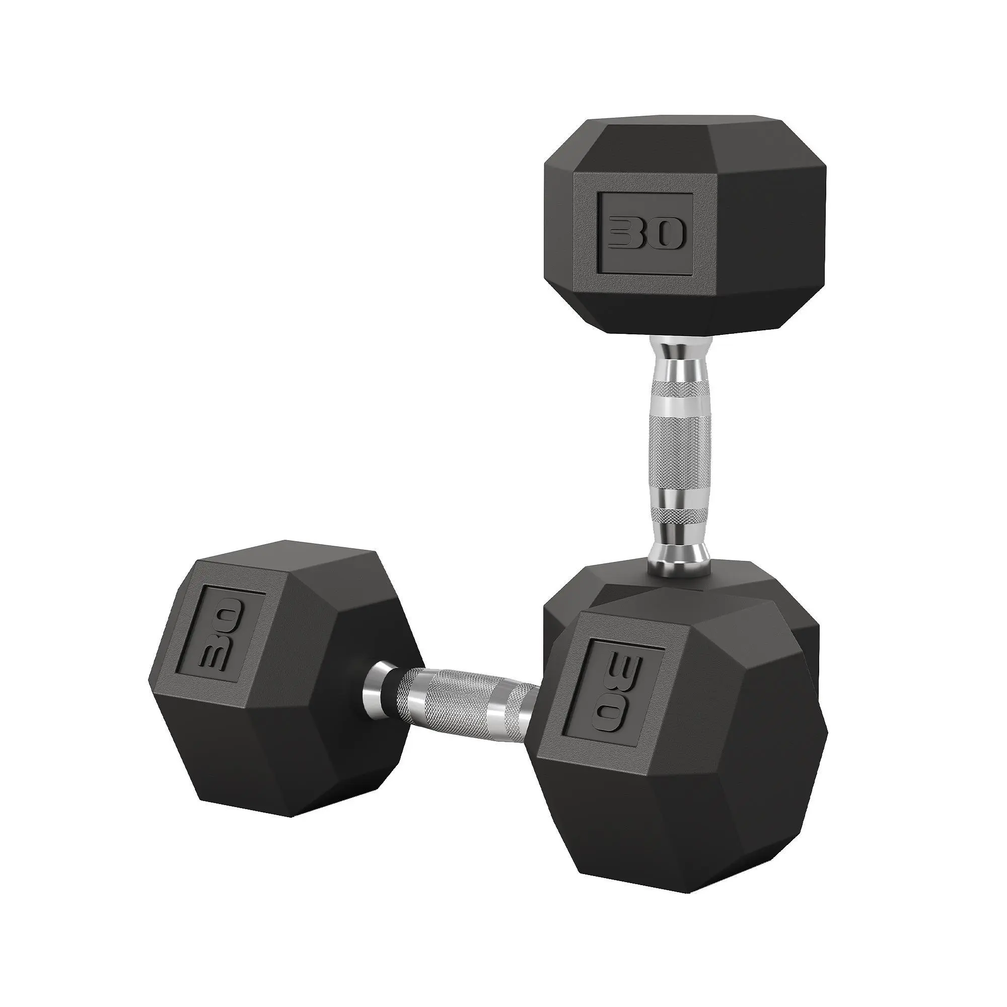 Hex Dumbbell Weights Set of 2, Rubber Encased Cast Iron with Slip Proof Steel Handles, Multi-Size 5-50 LB for Anti Roll Home Gym Functional Training, Unisex, Strength, 5-50 Lb Per Pair
