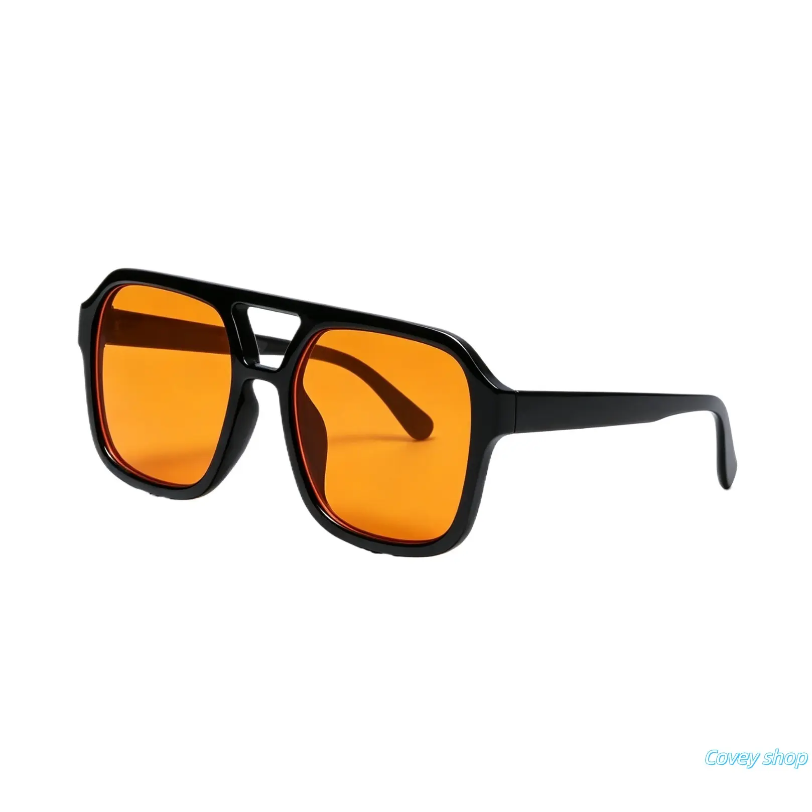Fashionable Double-Bridge Aviator Sunglasses, Geometric Frame Tinted Lens Fashion Eyewear, Lightweight Versatile Daily Eyeglasses, Ideal Accessory For Outdoor Walking, Road Trips And Summer Vacation
