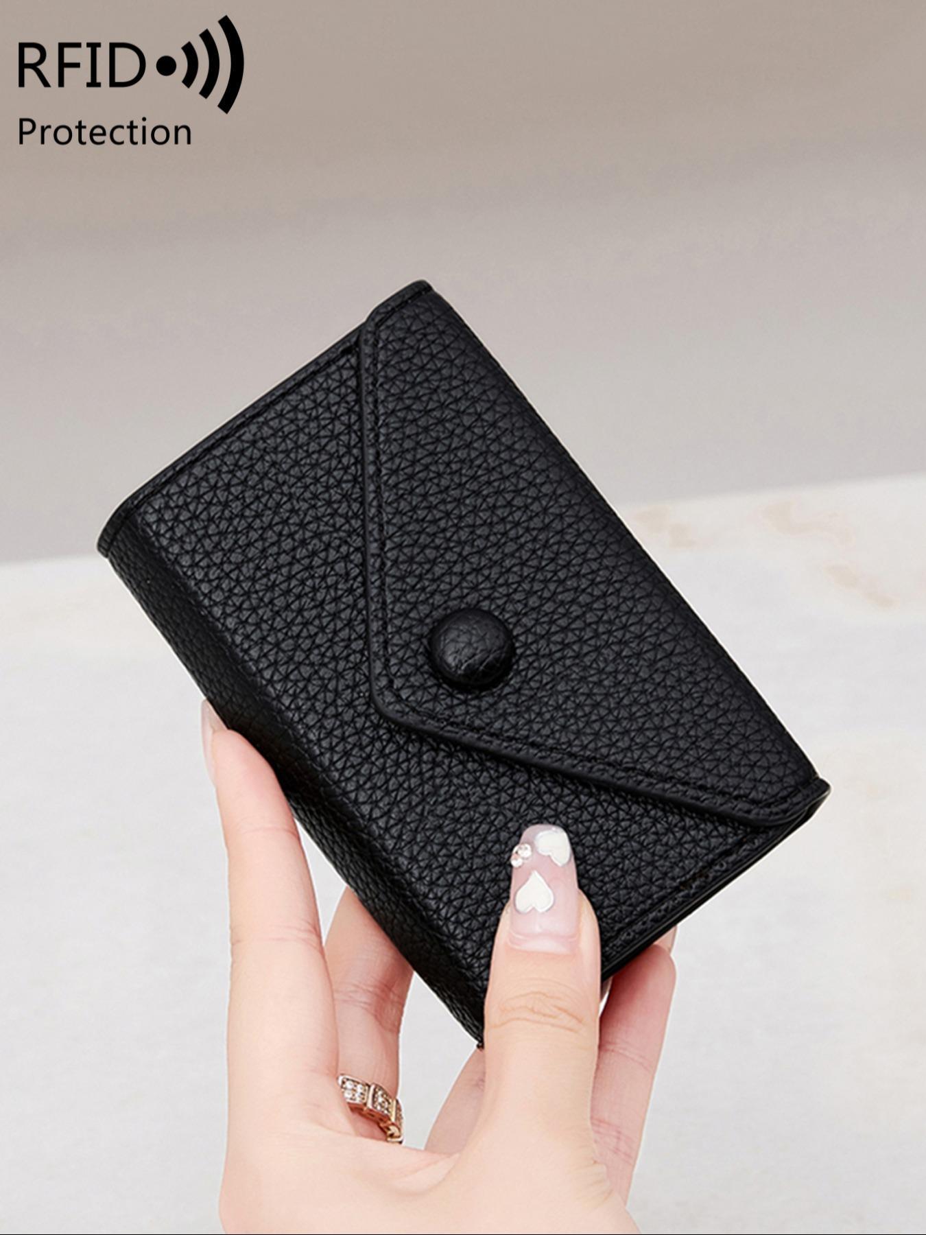 Simple Plain Color Card Holder, Casual Versatile Mini RFID Blocking Credit Card Holder for Men and Women, Lightweight Portable Minimalist PU Leather Solid Color Coin Small Wallet Card Holder