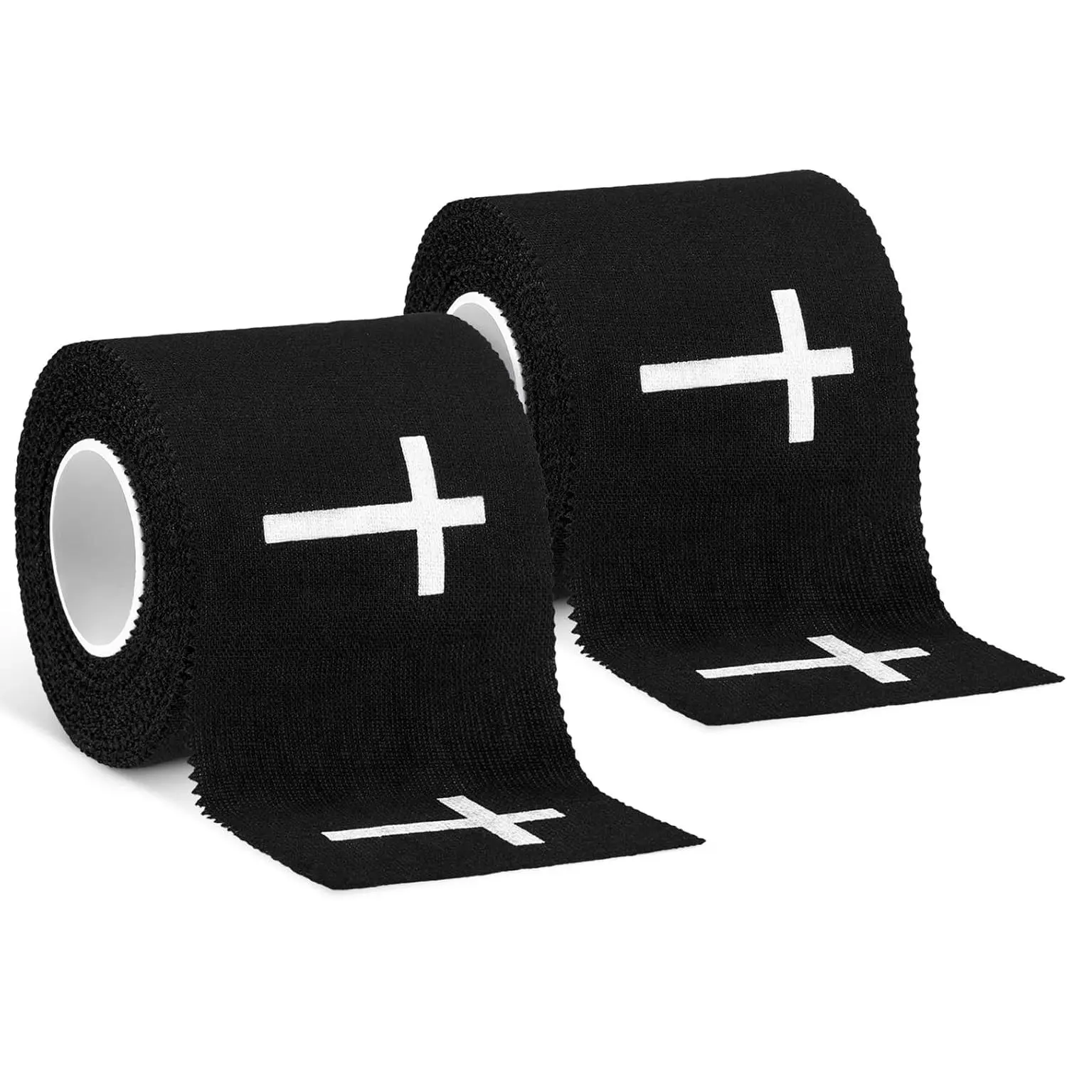 2 Pack Black Christian Cross Pattern Athletic Tape Rolls (2in x 23ft), Sports Wrap for Wrist & Ankle Support, Religious Gift for Baseball & Softball Athletes, No Warning Applicable