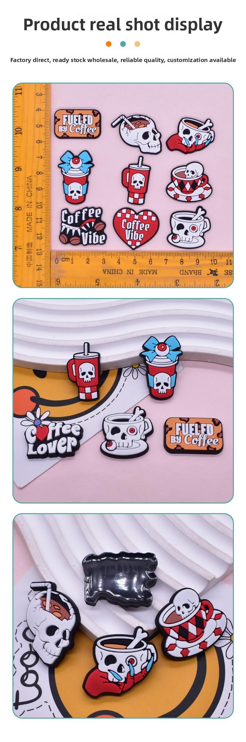 New Halloween cartoon skull PVC soft adhesive patches for decorating clothing, bags, hair accessories, DIY decorative accessories