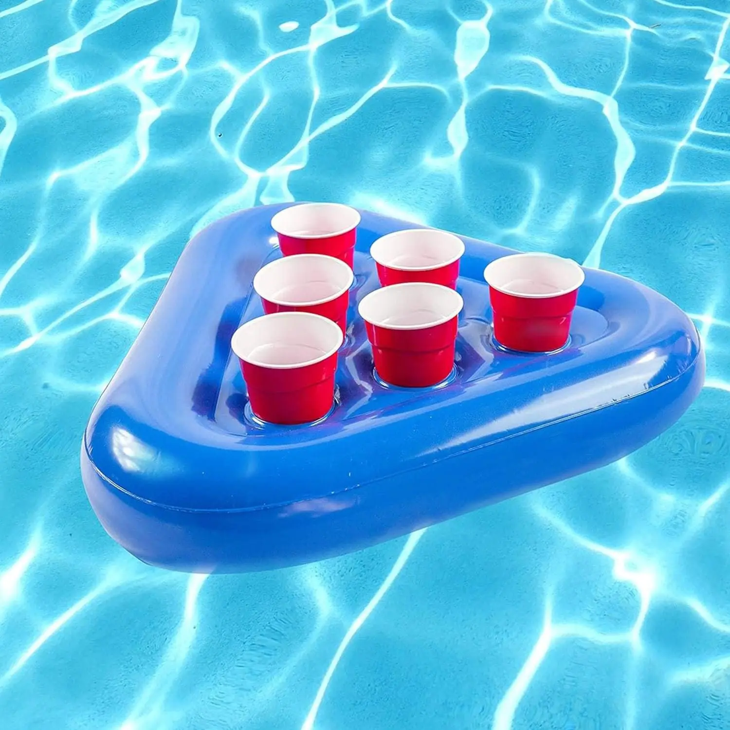 Inflatable Pool Drink Holder & Beer Pong Float Set – Pool Floats Raft Includes Raft, Floating Cooler Tray & Triangle Holder for Summer Pool Parties, Outdoor Water Games for Adults & Party Lovers, USA Summer Vibe