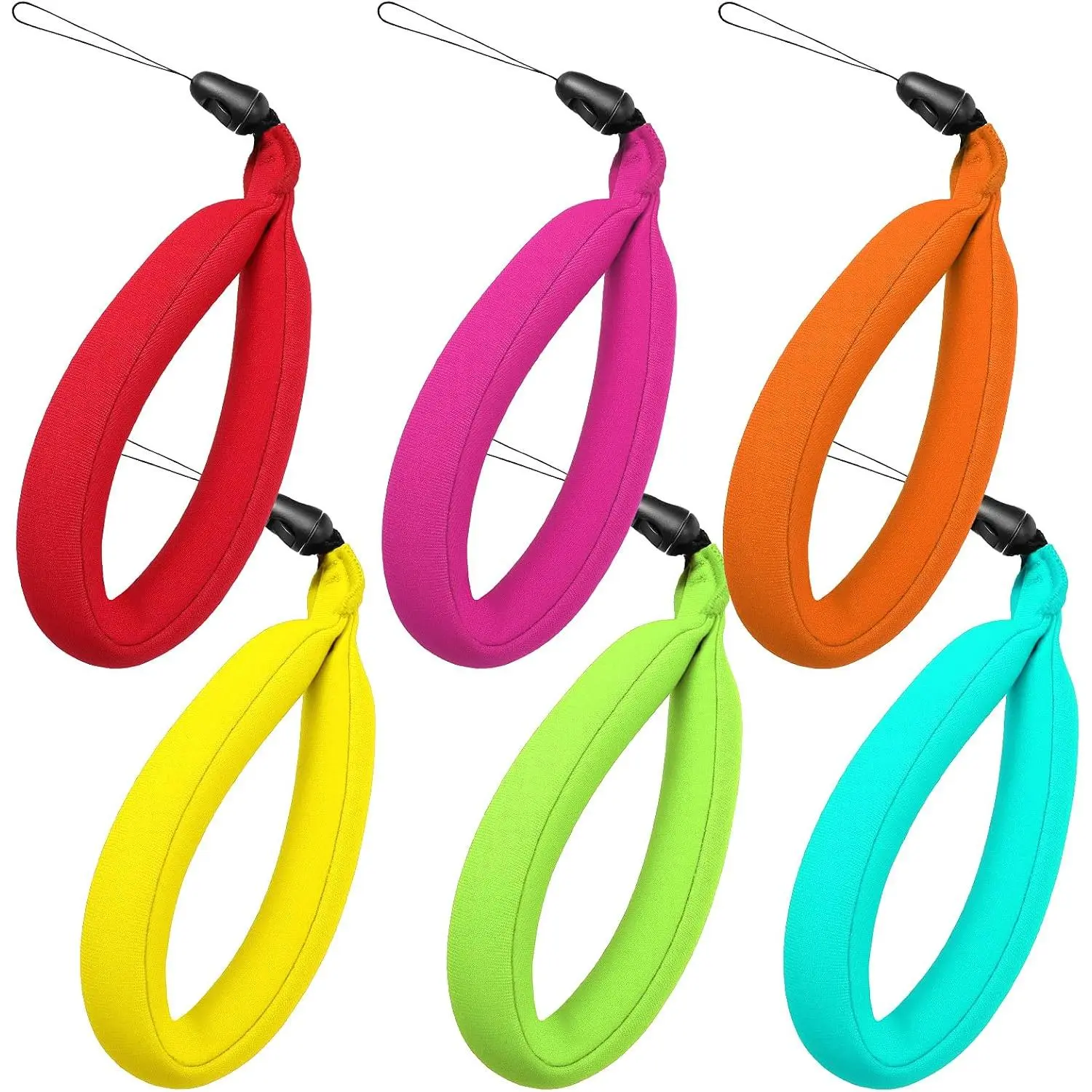 6-Pack Synthetic Camera Float Straps - Durable Floating Wristband Accessories for Digital Underwater Cameras, Smartphones, Mobile Device Cases, Sunglasses; Prevents Sinking During Paddleboarding, Kayaking, Snorkeling, Devices, Fabric