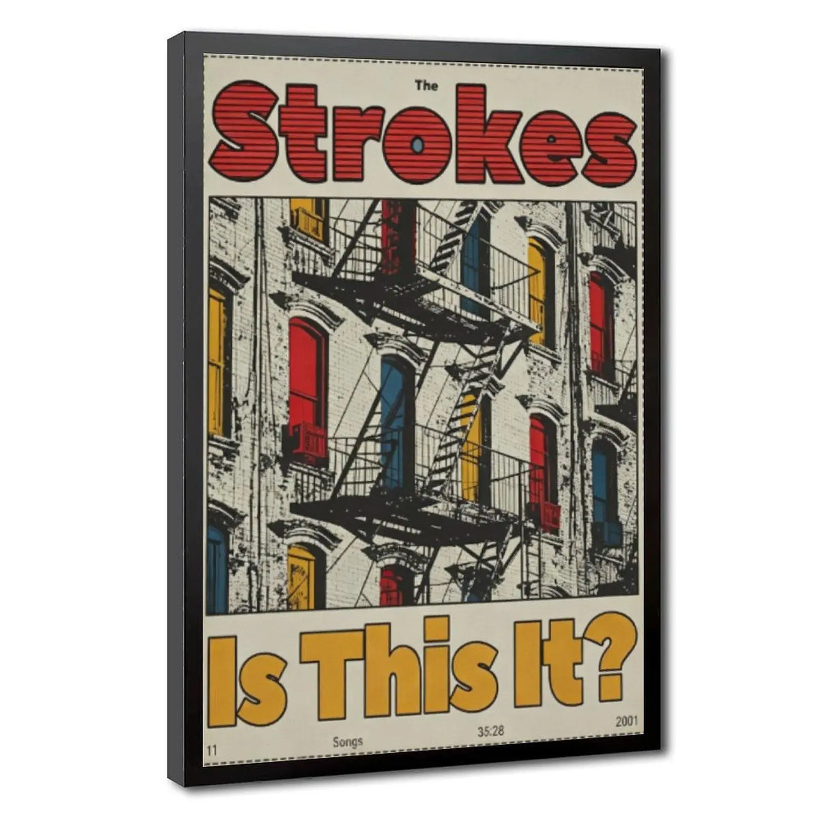 Vintage The Strokes Poster Classic Alternative Rock Print Old Album Cover Print Nostalgic Band Wall Art Colorful City Building Drawing Retro Music Art Teen Bedroom Studio Interior Wall Decor