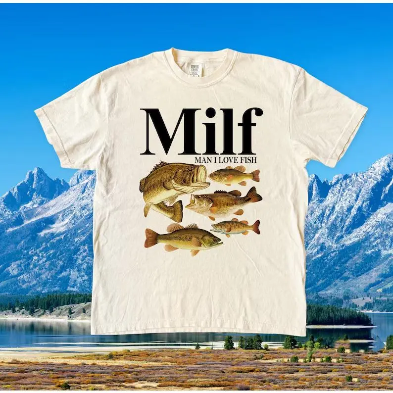 Fun fishing shirt, "Bass Man I Love Fish" T-shirt, retro meme-style Comfort Colors tee.