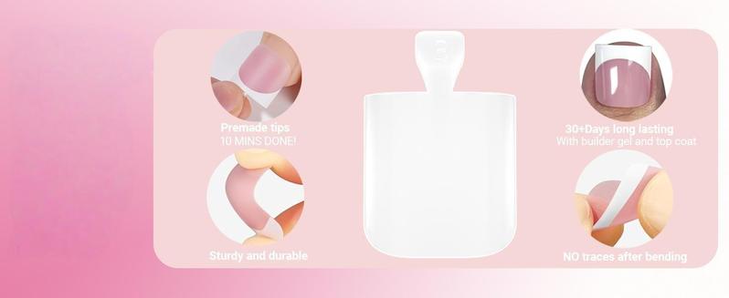 Black French Tips Toe Press On Nails, 150pcs Square Pre-Designed Soft Gel Thick False Toenail Extension, Berry Pink Full Cover Acrylic for DIY 15 Sizes