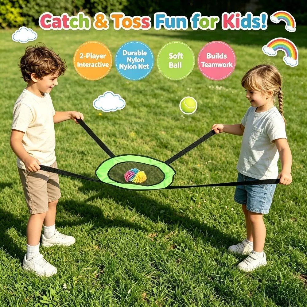 Double Throw Ball Game Set, Includes Net and Orb Ball, Fun Indoor Outdoor Activity, Promotes Health and Coordination, Perfect for Parties