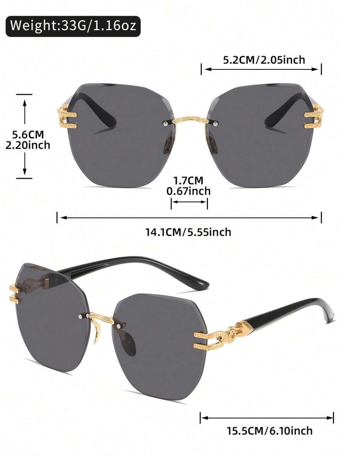 Elegant Lightweight Rimless Sunglasses, Trendy Casual Geometric Frame Sunglasses for Women, Fashion Accessories for Everyday Use and Outdoor Activities