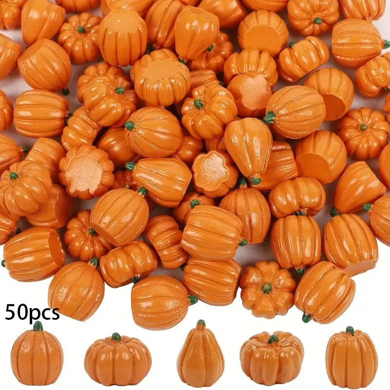 50pcs Mini Pumpkins for Crafts, Fall Decorations for Home, Orange | Small Resin Pumpkin for Decorating, Fall Vase Filler, Table Centerpiece, DIY Thanksgiving Decor