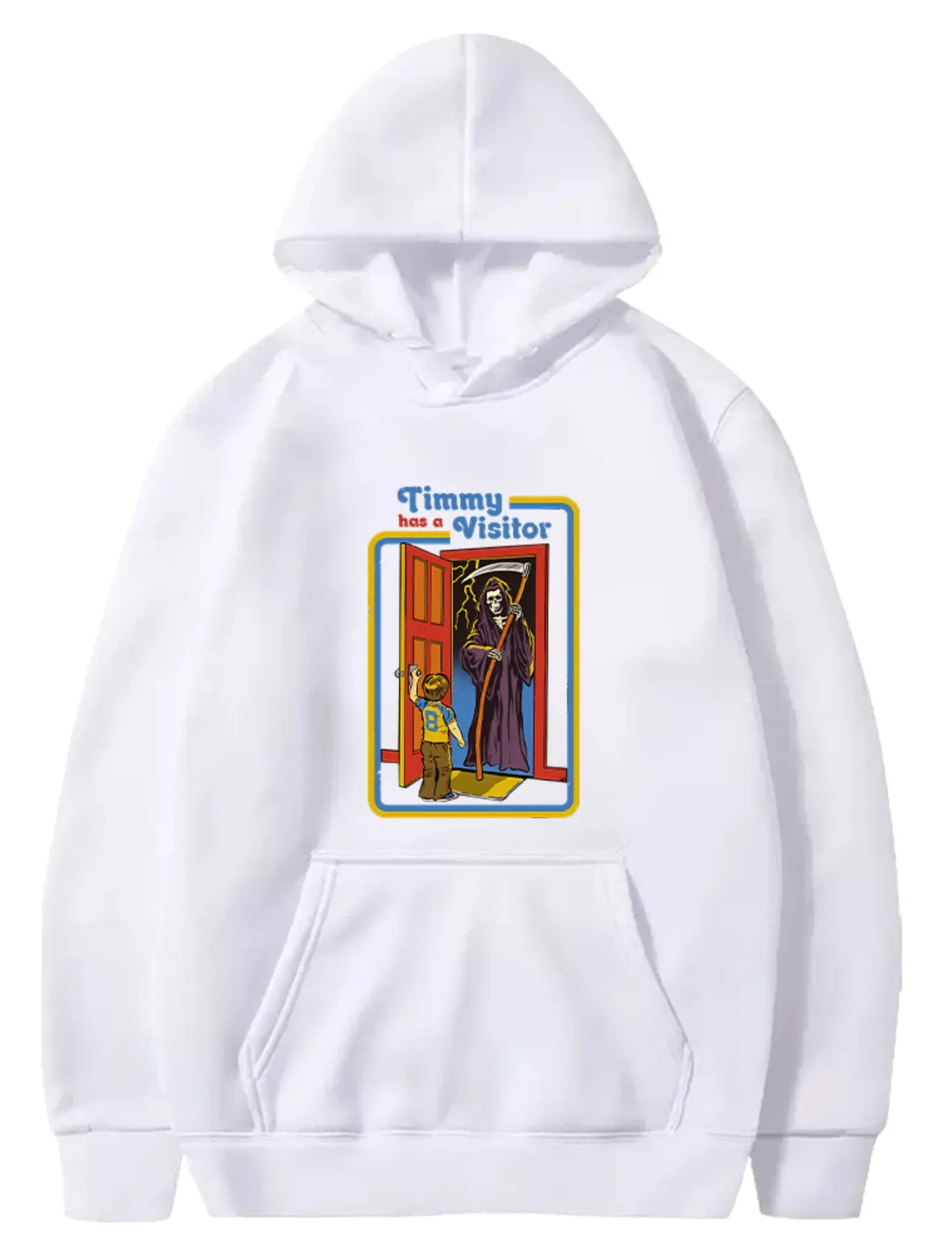 Timmy Has a Visitor Retro Horror Fashion Hoodie, Casual Loose-Fit Long Sleeve Sweatshirt, Unisex Fall Winter Warm Pullover