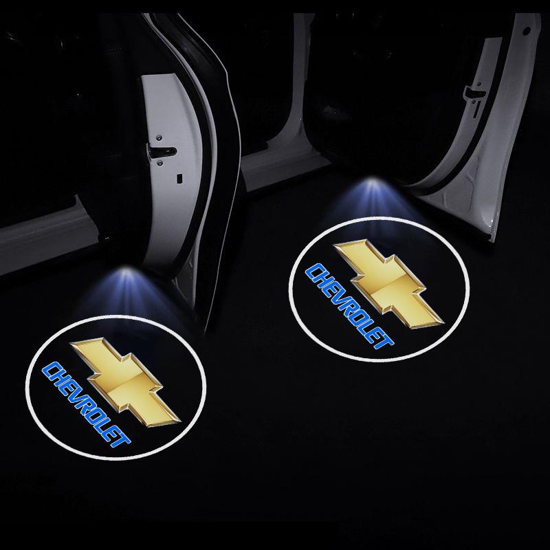 2Pcs led Car Door Welcome Lights Projector Lamps Accessories For Chevrolet Trax Camaro Aveo Cruze Sonic Silverado Captiva Equinox