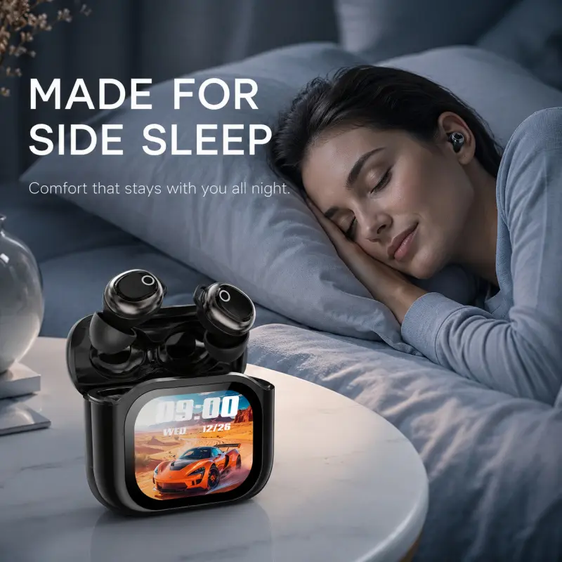 Wireless Earbuds Smart Touch Screen Charging Case Real Time Battery Status Display 5H Single Play 4H Call Time Balanced Sound Wireless Music Earbuds In-ear Headphones For Sleeping Working Outdoor Sports