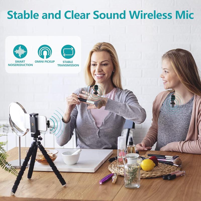 Portable Wireless Lavalier Microphone, 1 Set Professional Wireless Collar Clip Mic for iPhone & Android Phone, Plug-play Lapel Mic for Video Recording, Teaching, Interviews, Podcast, Tiktok & Vlog, Gift, Live Streaming Equipment