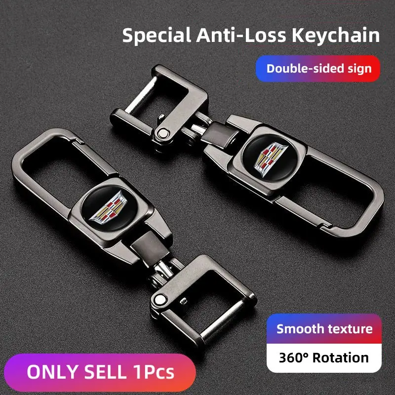 Stainless Steel Car Key Fob Keychain 3D Decoration Stylish Keyring Accessories For Cadillac Escalade CTS ATS XTS CT4 CT5 XT5 XT4 XT6 CT6 Lyriq SRX ELR Celestiq EXT XLR
