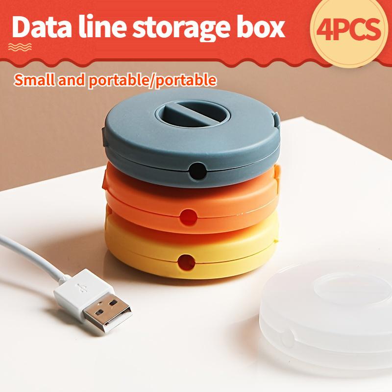 4 Rotatable Cable Management Boxes, Cord Organizer, Compact Portable Round Design, Durable Plastic Storage Box for Home Organization, Line Management System