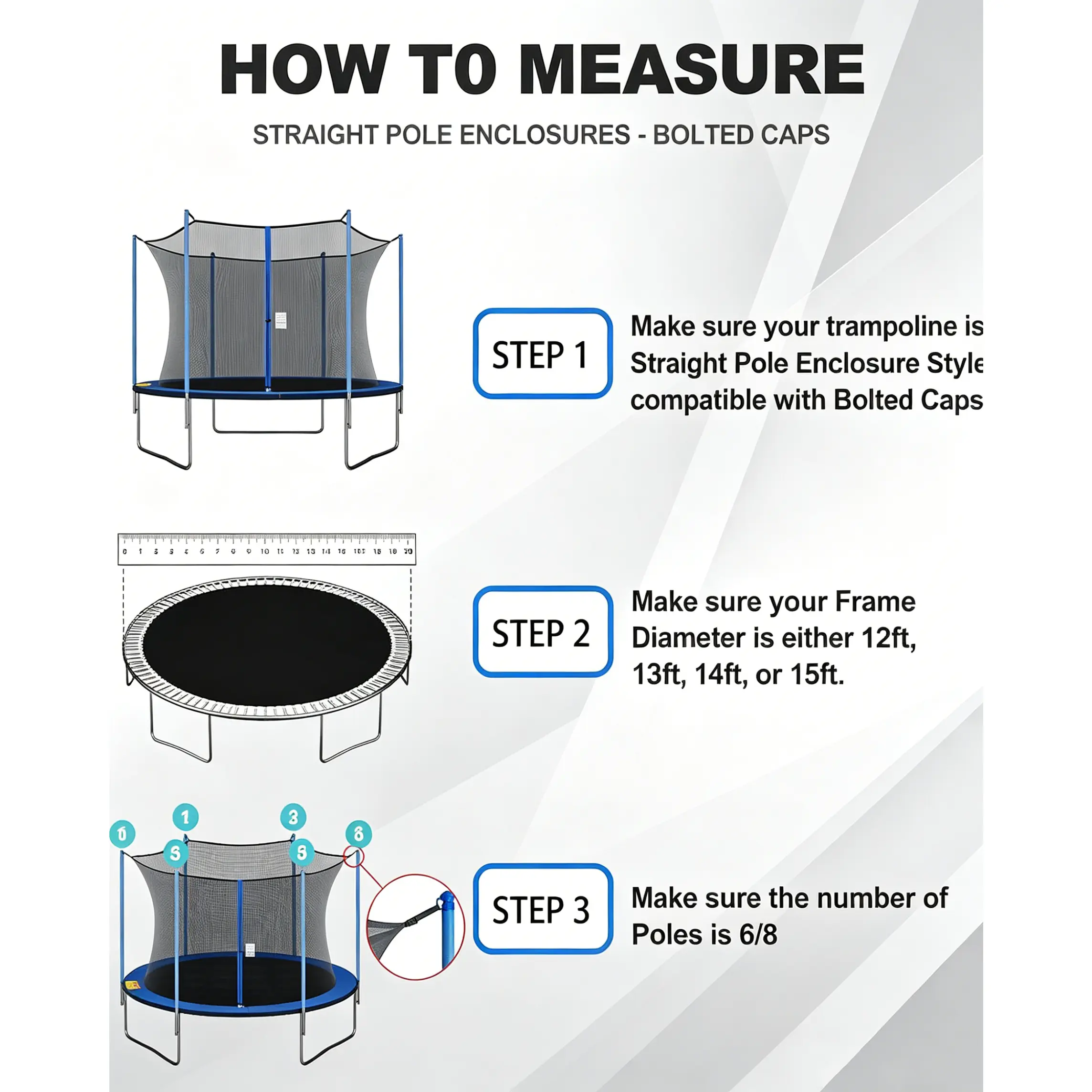 Trampoline Net Replacement 12ft 13ft 14ft 15ft Round Frame Safety Enclosure Net UV Resistant Weather Resistant Breathable Durable with Adjustable Straps Net Only