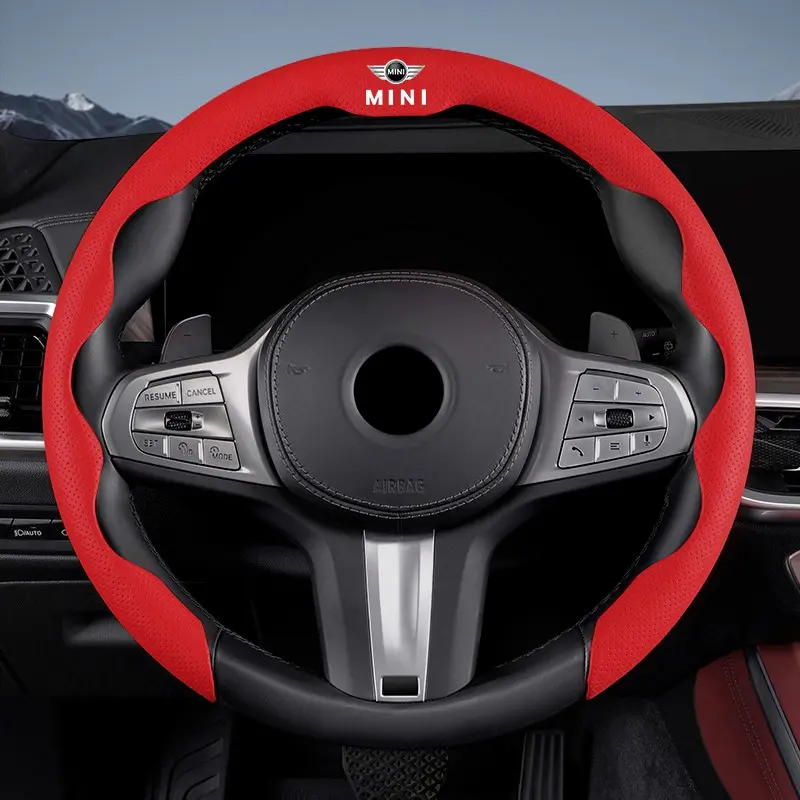 Car Steering Wheel Booster Cover Non-Slip Auto Interior Steer Protector Automotive Accessories For MINI JCW Cabrio Cooper Countryman Aceman Clubman Coupe Paceman Roadster F57 F55 F54 R61 R60 R59 R58 R57 R56 R55 R53 R52 R50