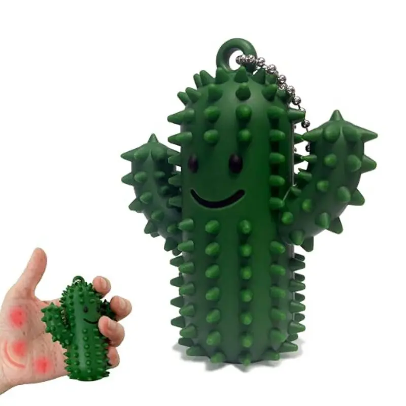 Spiky Silicone Cactus Desk Ornament, Tactile Squeeze Office Decor, Stress Relief Accessory, Novelty Desk Gift for Office Use