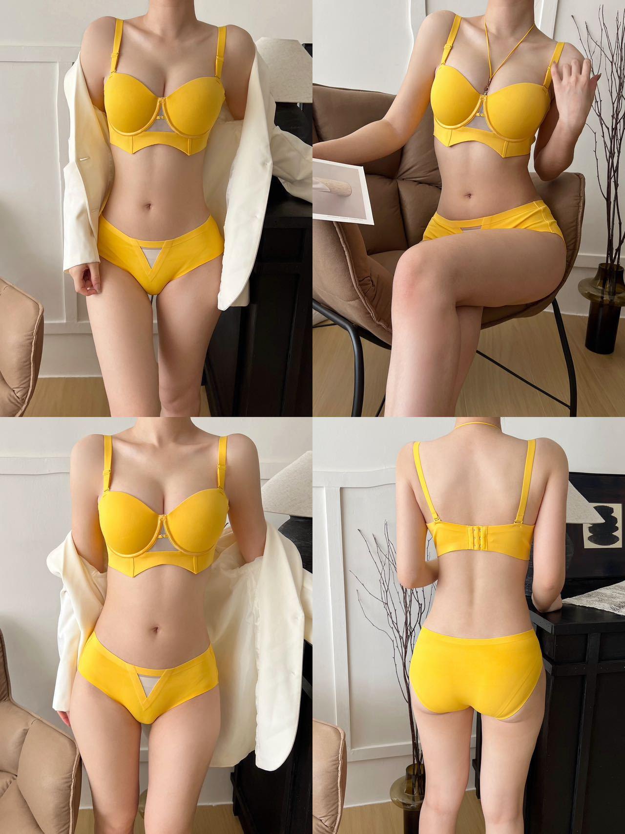 New Seamless Push Up Bra for Women Small Chest Sexy Enhancing Big Boobs Red Underwear Set for Year of the Rabbit Hanging Neck Anti-Saggy Breast Gather Lingerie