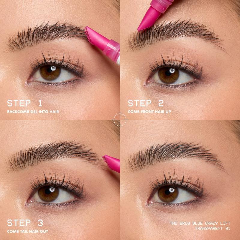 Ultimate Brow Glue Crazy Lift Gel - Strong Hold Brow Lamination with Built-In Styling Comb for Professional Makeup Finish