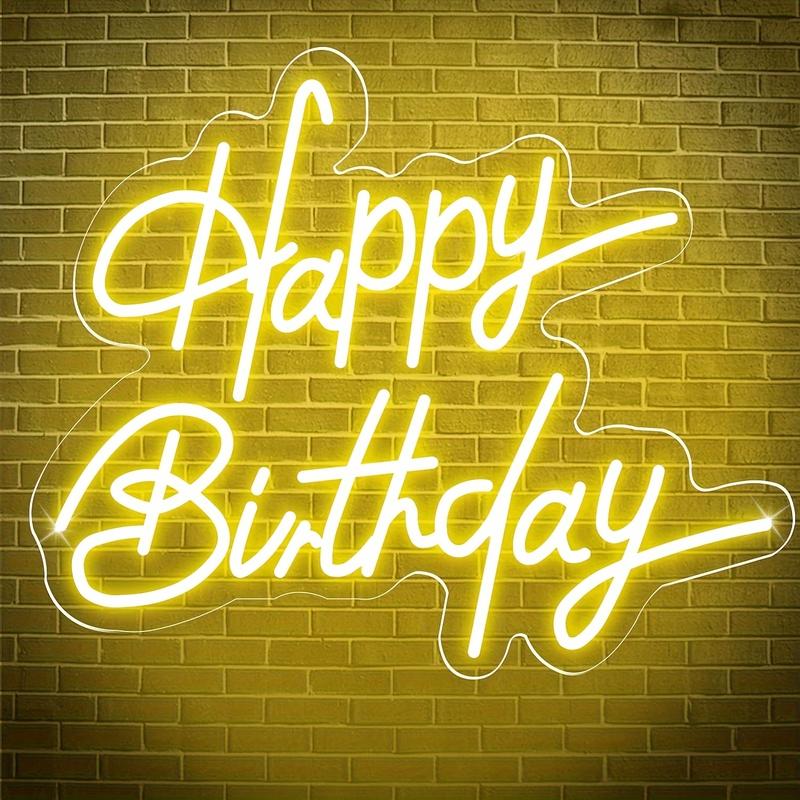 Happy Birthday Neon Wall Decor, LED Lighting Signs Birthday Decor, Home Decor Birthday Lighting LED Signs, Perfect for All Parties - The Best Personalized Birthday Gifts for Girls and Boys (16 ", Warm White)