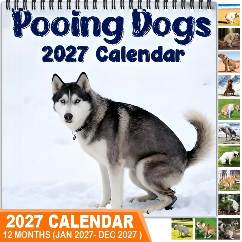 Funny Poop Dog 2027 Calendar - 12 Months of Pranks, Featuring Monthly Breed Focus (January to December 2027) | Licking/Wagging/Tail Photos | Layered Flip Book, Perfect for Dog Lovers, White Elephant Parties and Gifts Full of Poop Jokes