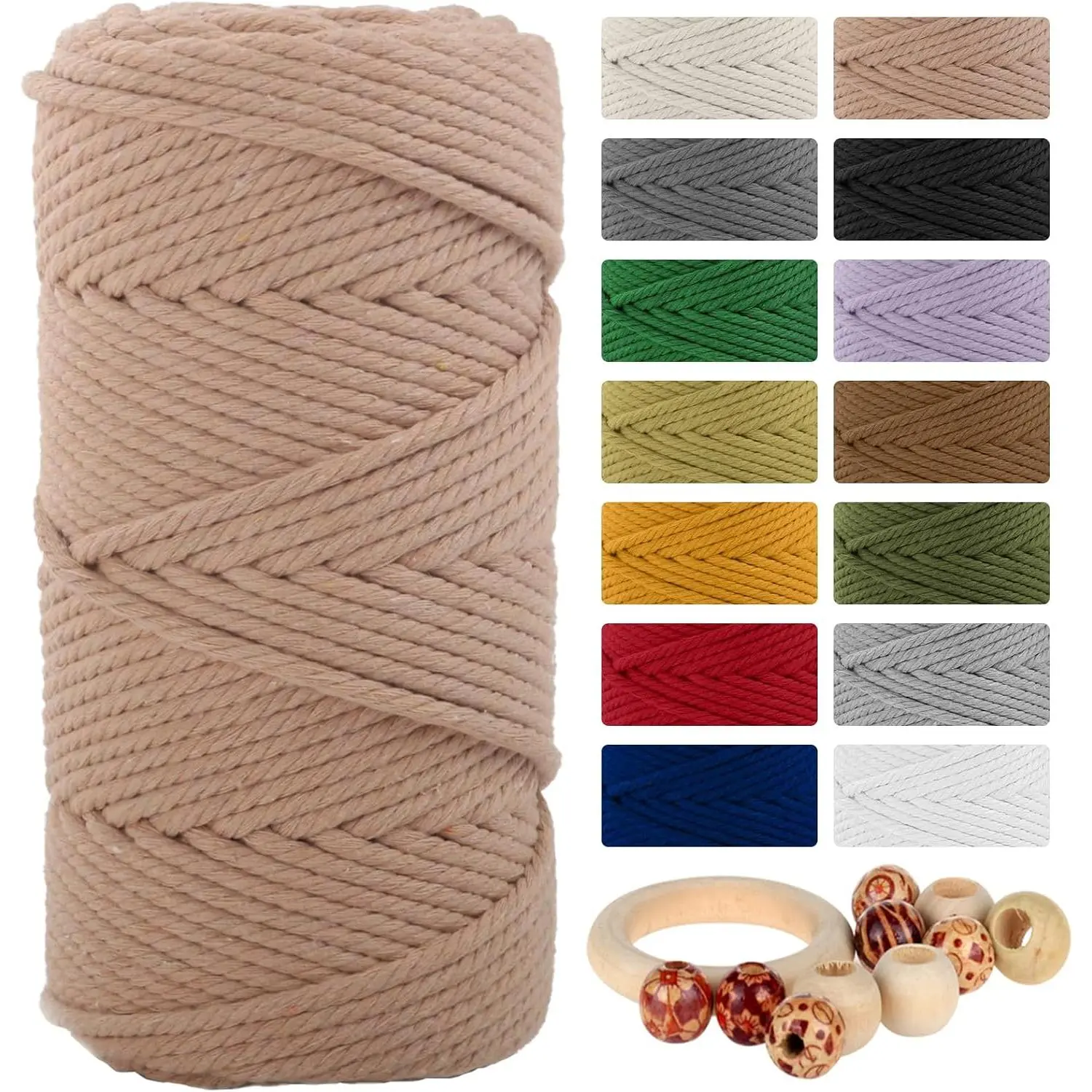 Macrame  Cord 5mmx109 Yard 4 Strand,   4 Twisted  Rope for Wall  Weaving Tapestry DIY Craft Knitting  Hanger  Wrapping Wedding Decor(100m, Brick Red)