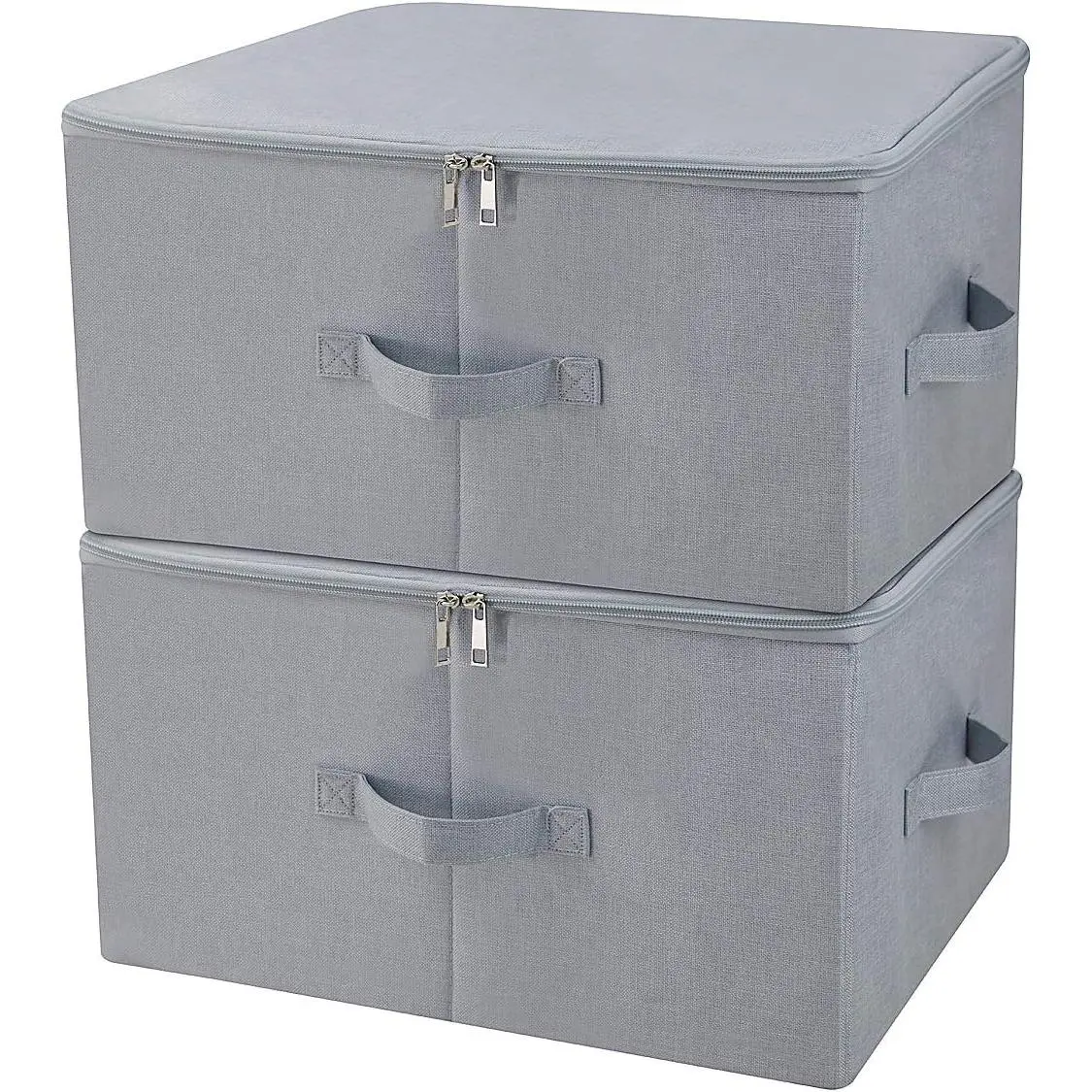17.6"x 13.6"x 9.7",Dust-of Closet Clothes Storage Boxes with Zip Lid, Breathable Fabric & Collapsible Design Organizer Bins for Clothing  Dolls Shoes Blankets, Light Gray, 2 count