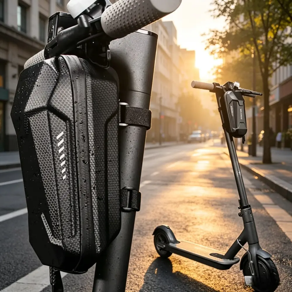 Universal 2L Bike Scooter Storage Bag, Waterproof Motorcycle Bicycle Electric Scooter Handle Storage Bag - Durable EVA Shell, Large Capacity Detachable Design, Suitable For Bicycles And Balance Bikes
