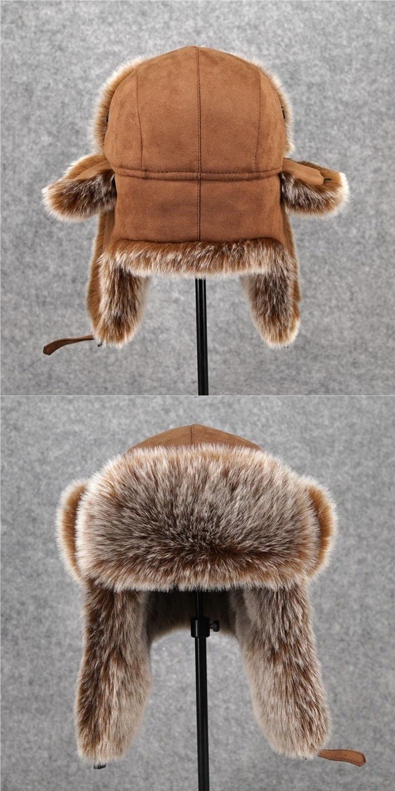 Men's Winter Ushanka Earflap Trooper Hat Aviator Windproof Hat Faux Fur Warm Hat Ski Beanies Cap Berets Skull caps