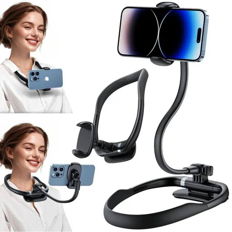 Neck Phone Stand, Smartphone Mount, 16-Inch Flexible Neck Mount with Magnetic Lock, Adjustable Bed Holder, Live Streaming, Vlogging Gift, Summer Wins