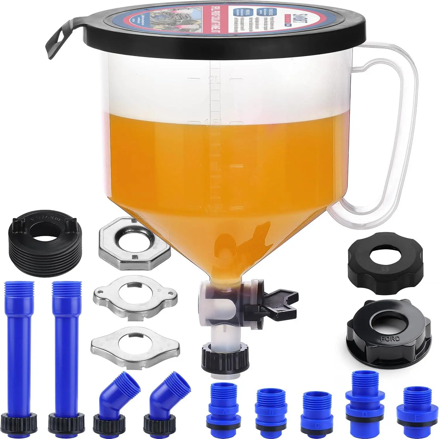 2026 Upgraded Coolant Bleeder Funnel Kit, Radiator Burping Funnel | Radiator Flush Funnel Kit,  Coolant Air Bleeder Funnel Kit, Radiator Burp Funnel, Spill-Free Coolant Funnel Kit