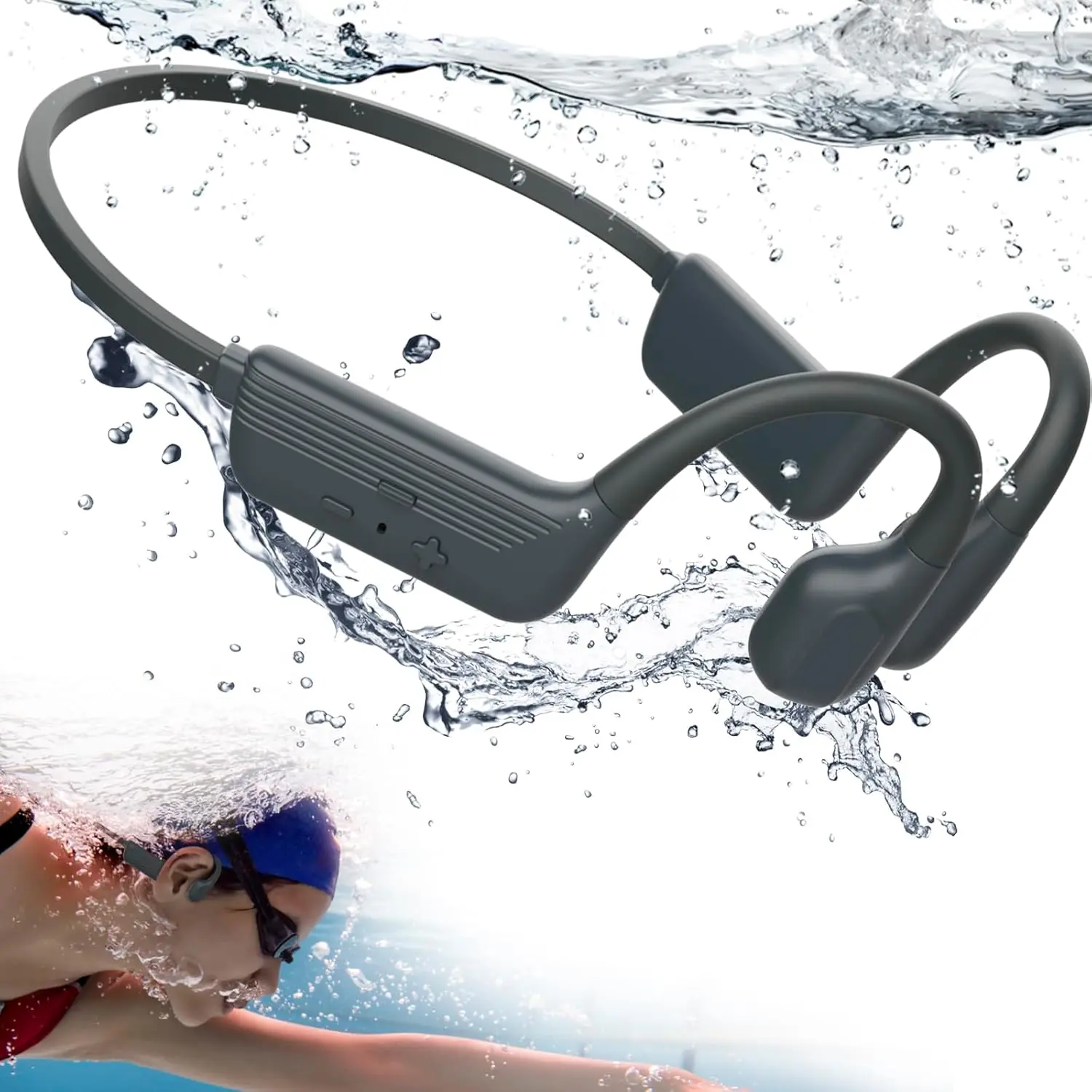 Swimming Headphones IP68 Waterproof Open Ear Bluetooth 5.4 Earbuds With 32GB Memory Card for Swimming Running and Sports