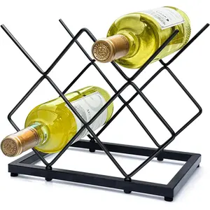 Small Wine Racks Countertop(5 Bottle Capacity), Metal Wine Bottle Holder Modern Black for Home Kitchen Bar, Tabletop Wine Rack for Cabinet, Pantry, Wine Bottle Storage