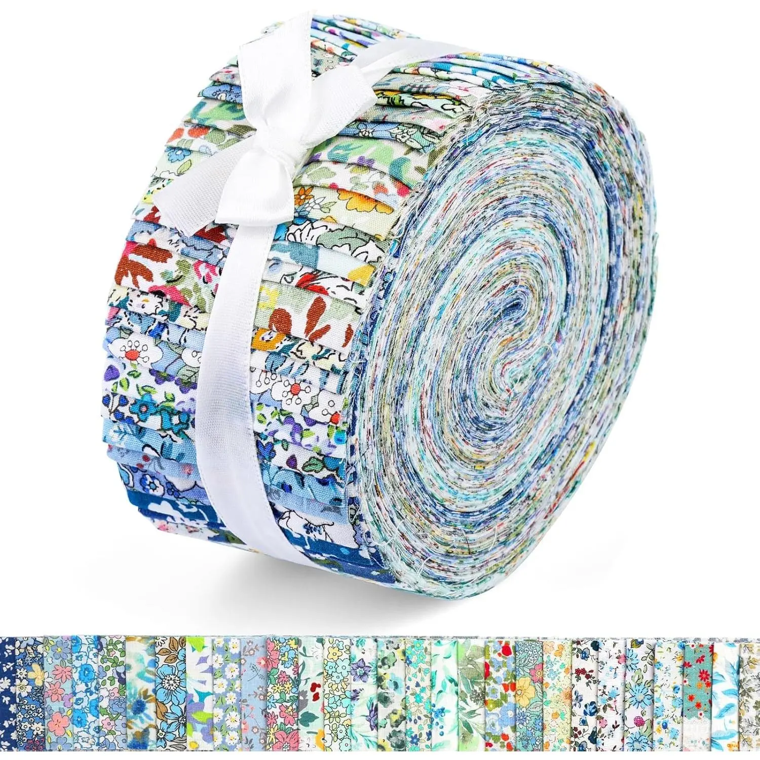 45 Pcs Fabric Jelly Rolls, Jelly Roll Strips for Quilting, Patchwork Craft Cotton Quilting Fabric, Plain Weave Cotton for Sewing Project (Blue Series)