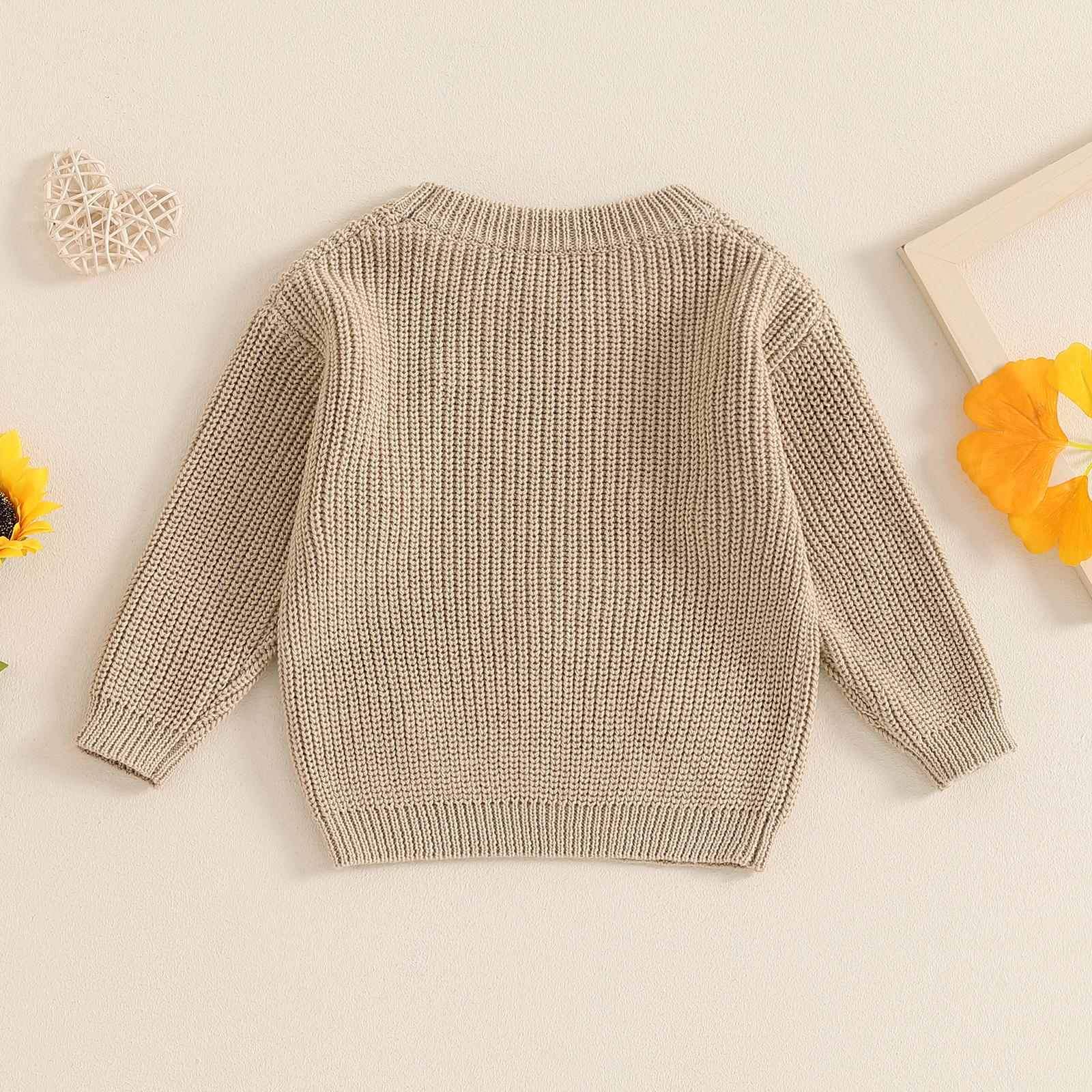 Toddler Baby Girl Knit Sweater Blouse Pullover Sweatshirt Flower Embroidery Warm Long Sleeve Tops 0-5 Years