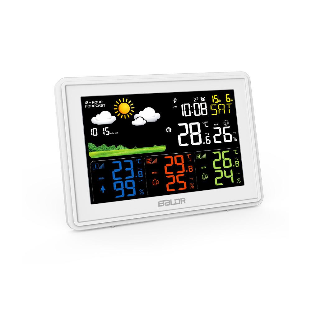 Color screen one-to-three negative display weather station wireless indoor and outdoor digital temperature and humidity meter with weather forecast